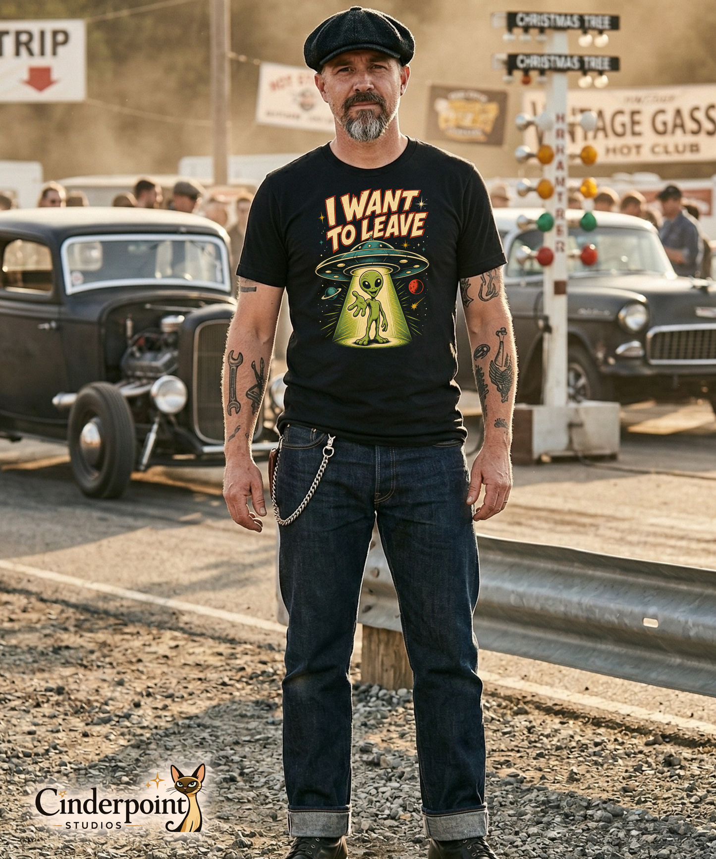 I Want To Leave T-Shirt - Retro 50s Sci-Fi Alien Abduction Tee