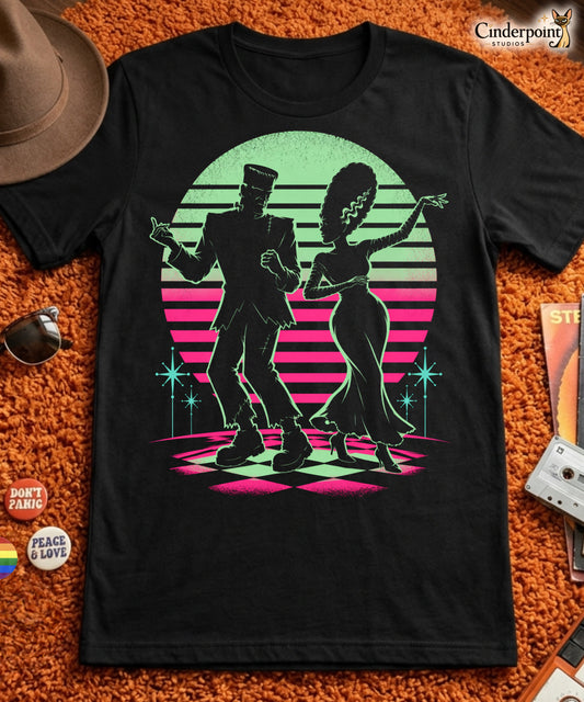 Monster Mash T-Shirt - Retro Frankenstein & Bride 1960s Dance Tee