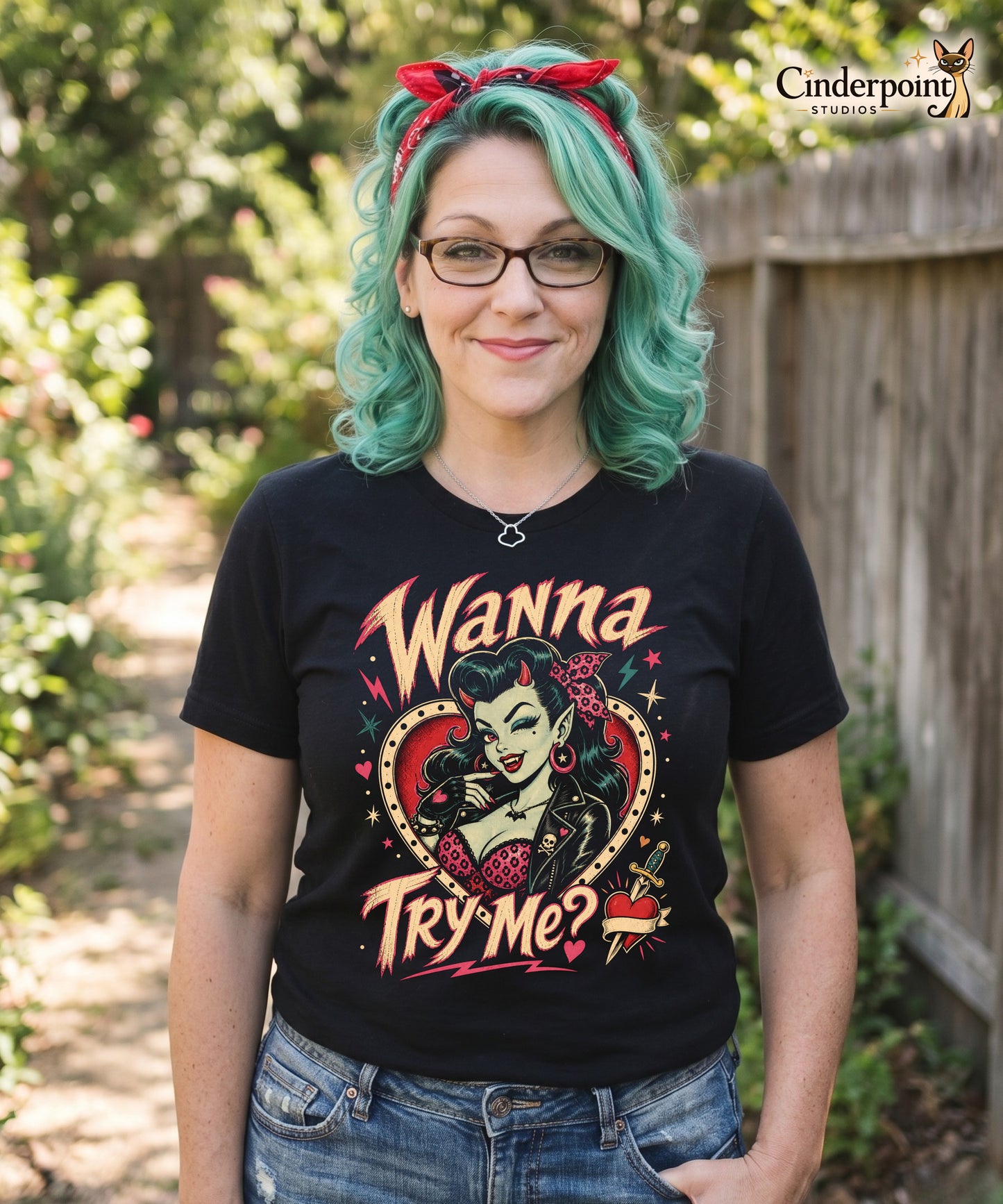 Wanna Try Me? She-Devil T-Shirt - Retro Rockabilly Pinup Tee - XS-5XL