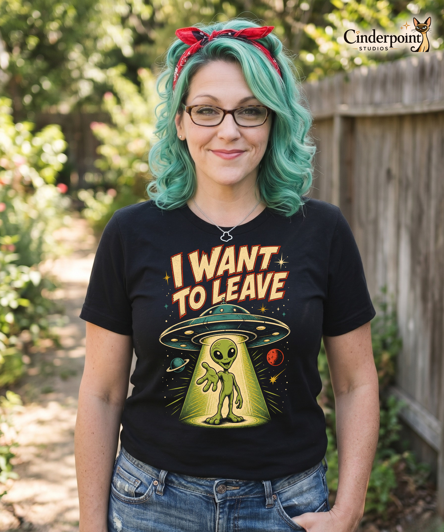 I Want To Leave T-Shirt - Retro 50s Sci-Fi Alien Abduction Tee